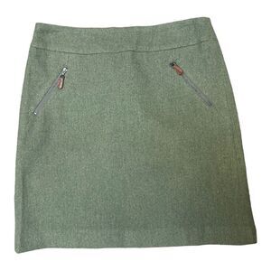Talbots Sz 4P Green Pencil Skirt Wool Blend Zippered Pockets Workwear Preppy